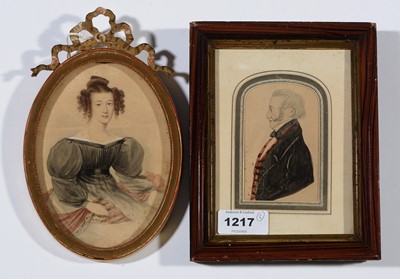 Lot 1217 - 19th Century British School - a miniature half-length portrait of a young woman