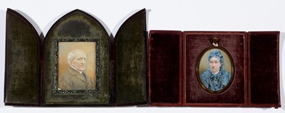 Lot 1221 - British School circa 1900 - two miniature bust portraits of a woman and gentleman