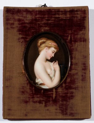 Lot 1225 - Continental European School - a miniature portrait of a young woman in classical Greek costume