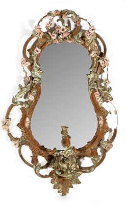 Lot 754 - 19th Century gesso and painted girandole wall mirror