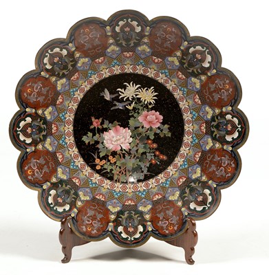 Lot 475 - Large pair of Japanese cloisonne wall plaques