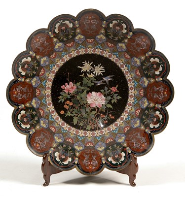 Lot 475 - Large pair of Japanese cloisonne wall plaques