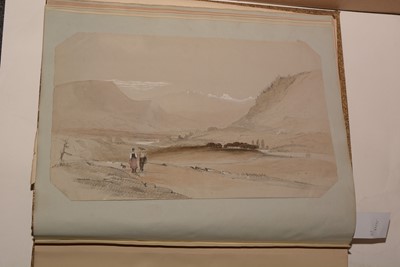 Lot 550 - A 19th Century album of photographs, watercolours and drawings.