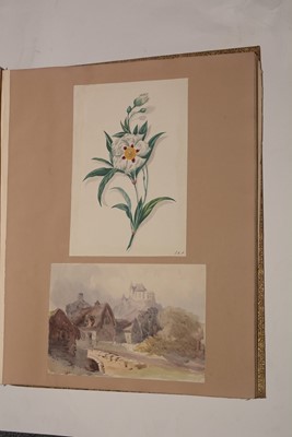 Lot 550 - A 19th Century album of photographs, watercolours and drawings.
