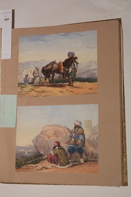 Lot 550 - A 19th Century album of photographs, watercolours and drawings.