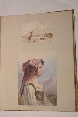 Lot 550 - A 19th Century album of photographs, watercolours and drawings.