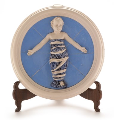 Lot 504 - Della Robbia plaque child in swaddling clothes