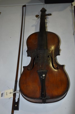 Lot 700 - Continental Violin, bow signed Le Blanc and a mandolin