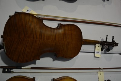 Lot 721 - German Violin and bow cased