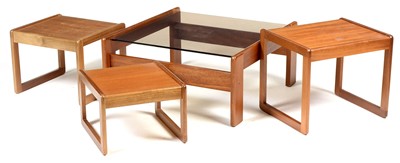 Lot 1251 - Mid-Century glass-topped tables and a nest of tables