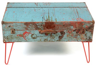 Lot 1257 - 20th Century carpenters box converted to a table