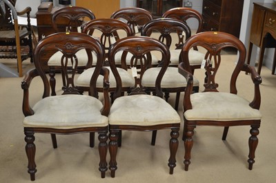 Lot 400 - Eight reproduction balloon back dining chairs