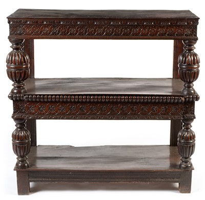 Lot 766 - 17th Century and later oak three-tier buffet