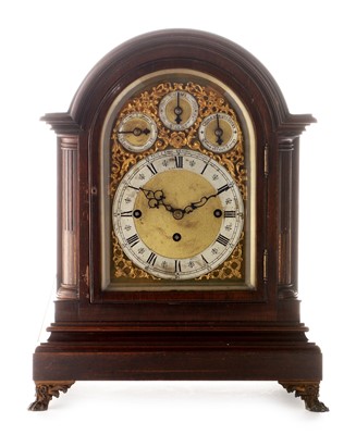 Lot 663 - Mahogany cased bracket clock with Winterhalder & Hofmeier movement