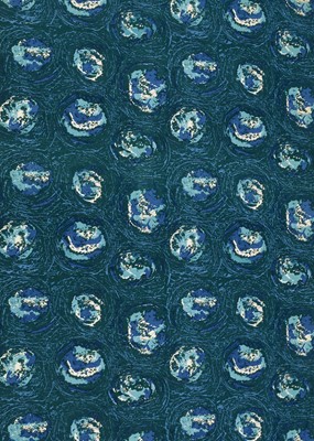 Lot 1120 - Fabric: Blue and green swirls
