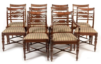 Lot 728 - Ten Regency style mahogany dining chairs