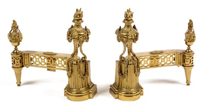 Lot 675 - Late 19th / early 20th Century brass andirons