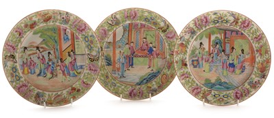 Lot 421 - Three Cantonese famille rose plates