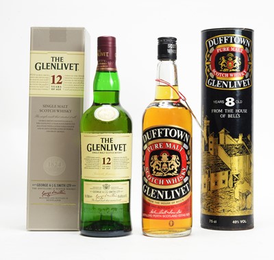 Lot 407 - Dufftown Glenlivet 8 year old; and Glenlivet 12 year old.