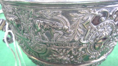 Lot 243 - Victorian silver Cellini pattern four piece tea service