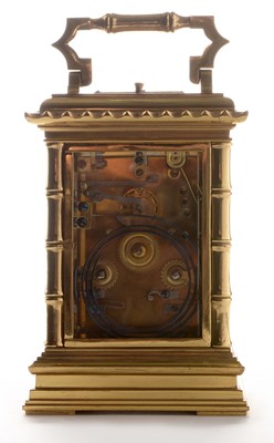 Lot 762 - Fine and rare late 19th Century French five minute repeating gilt brass carriage clock.