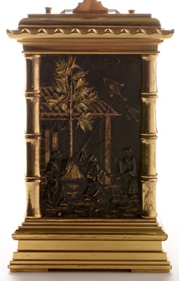 Lot 762 - Fine and rare late 19th Century French five minute repeating gilt brass carriage clock.