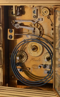 Lot 762 - Fine and rare late 19th Century French five minute repeating gilt brass carriage clock.