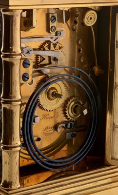 Lot 762 - Fine and rare late 19th Century French five minute repeating gilt brass carriage clock.