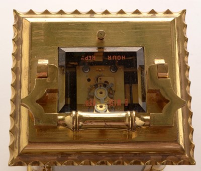 Lot 762 - Fine and rare late 19th Century French five minute repeating gilt brass carriage clock.