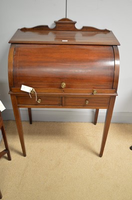 Lot 615 - Edwardian cylinder bureau