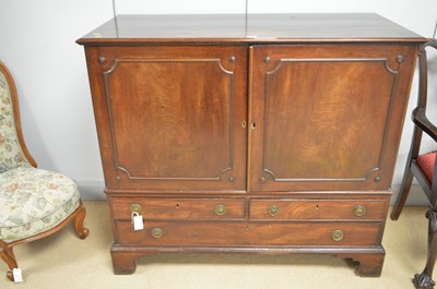 Lot 640 - A Georgian mahogany dwarf linen press.