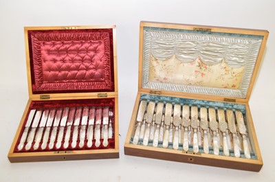 Lot 361 - Twelve dessert knives and forks; twelve fish knives and forks.