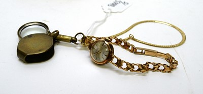 Lot 277A - A gold cocktail watch and other items.