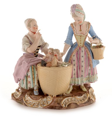 Lot 512 - Meissen group cherubs and washtub