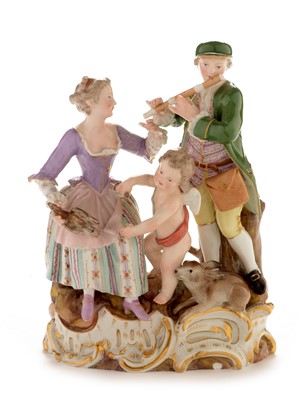 Lot 513 - Meissen group cupid and figures