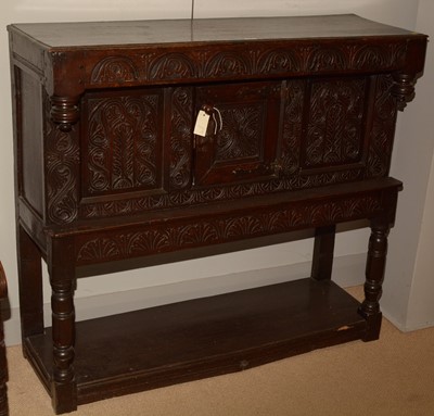 Lot 701 - Victorian oak carved court cupboard