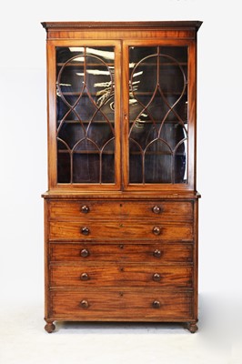 Lot 891 - Regency mahogany secretaire bookcase