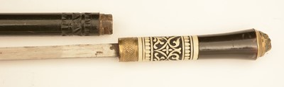 Lot 1047 - 20th Century ebonised and bone inlaid swordstick