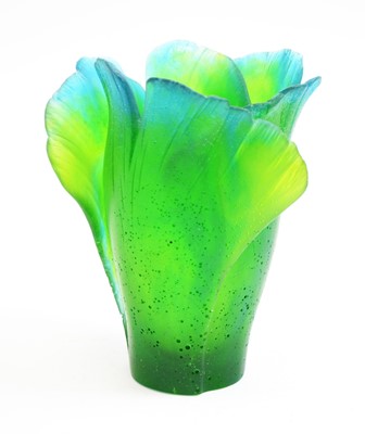 Lot 14 - Daum Ginkgo Pate de Verre vase.