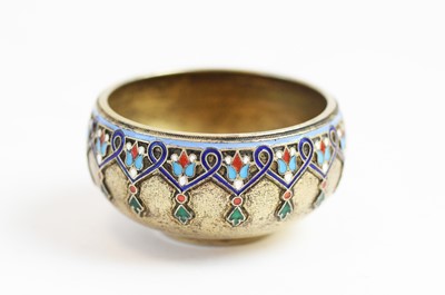 Lot 183 - Russian cloisonne enamel silver bowl by Khlebnikov