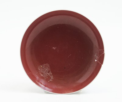 Lot 574 - Chinese liver red saucer dish Qianlong mark