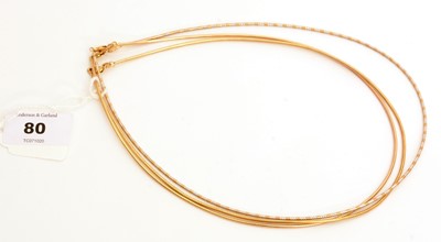Lot 80 - Three 9ct yellow gold necklaces