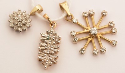 Lot 94 - Three diamond pendants
