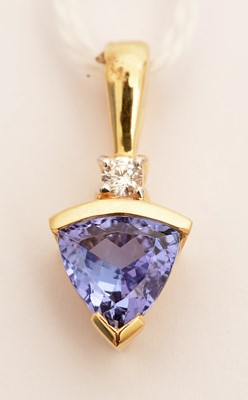 Lot 97 - A tanzanite and diamond pendant