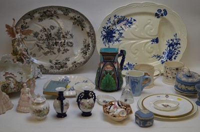 Lot 346 - Copeland majolica Egyptian lotus 6 Gill jug; Coalport, Masons ironstone etc