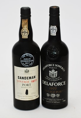 Lot 394 - Sandeman Vintage Port 1977; and Delaforce Vintage Port 1977.