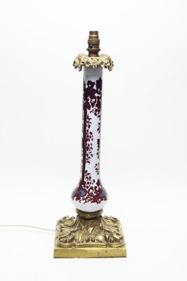 Lot 782 - Early 20th Century Verre églomisé and gilt metal lamp