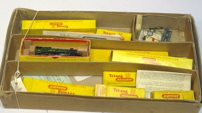 Lot 1188 - Tri-ang TT Gauge Castle Class Locomotive, coaches, wagons and van.