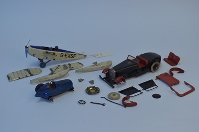 Lot 1101 - Meccano No 1 car, Meccano No 0 plane and Schuco Mercedes.