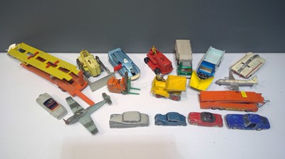 Lot 1138 - Dinky diecast vehicles, lorries, bulldozers, planes etc, unboxed